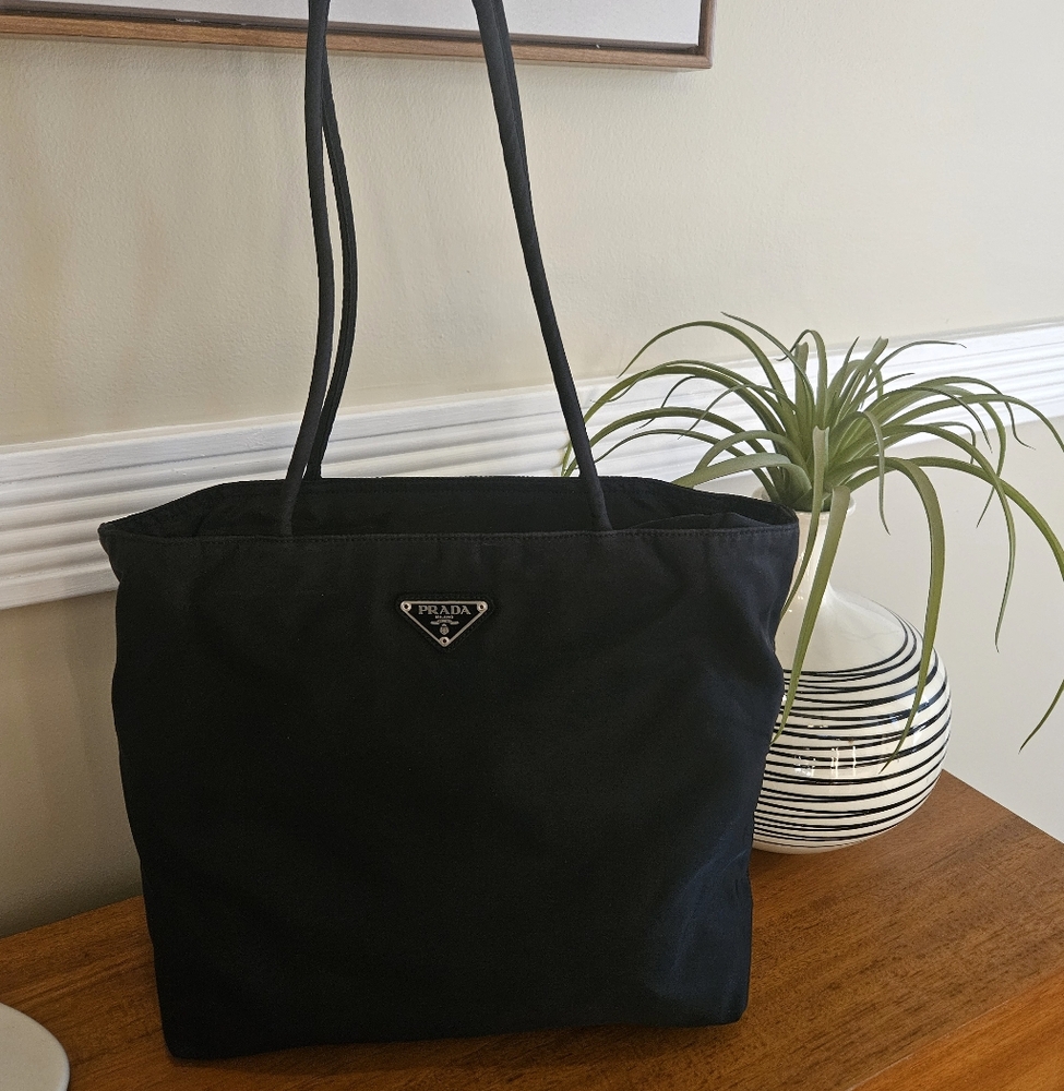 Prada Classic Black Nylon Tote, w/ COA